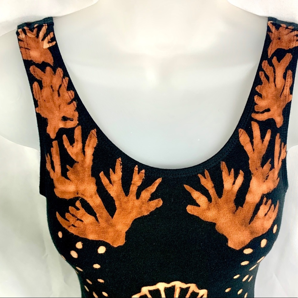 ANNA SUI Leotard BodySuit Small Waves Brass Arrow - Picture 2 of 13